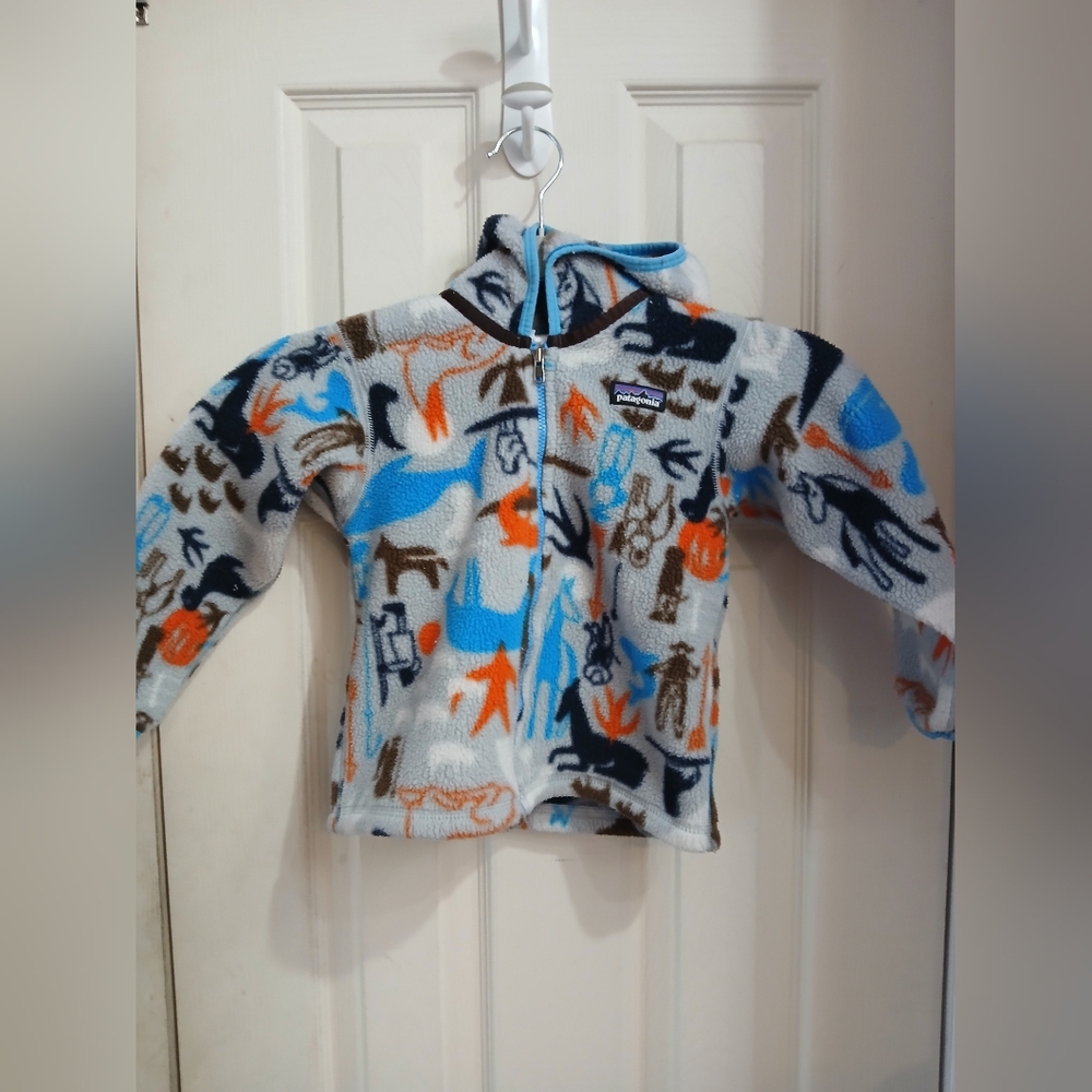 Patagonia 3t Kids toddler Synchilla Full Zip Fleece Hoodie Boy Nature Aztec An